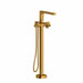 Riobel Ode 2-Way Type T (Thermostatic) Coaxial Floor Mount Tub Filler Bathtub Faucet With Hand Shower Trim - Brushed Gold