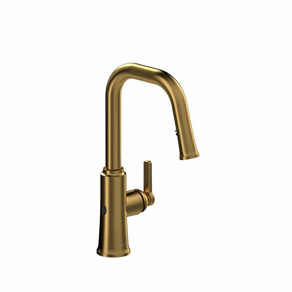 Riobel Trattoria Transitional 15 3/8" Pull Down Touchless Kitchen Faucet With U-Spout - Brushed Gold
