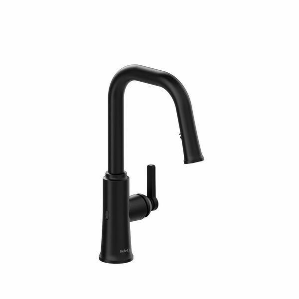 Riobel Trattoria 15 3/8" Transitional Pull Down Touchless Kitchen Faucet With U-Spout- Black