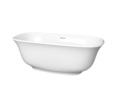 Zitta Taly White Freestanding Bathtub 67" x 31.13" x 23.75" With Chrome Waste & Overflow - Renoz