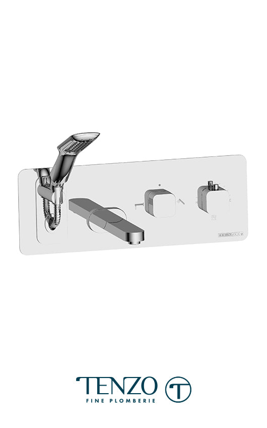 Tenzo - Quantum Wall Mount Tub Faucet With Retractable Hose Chrome
