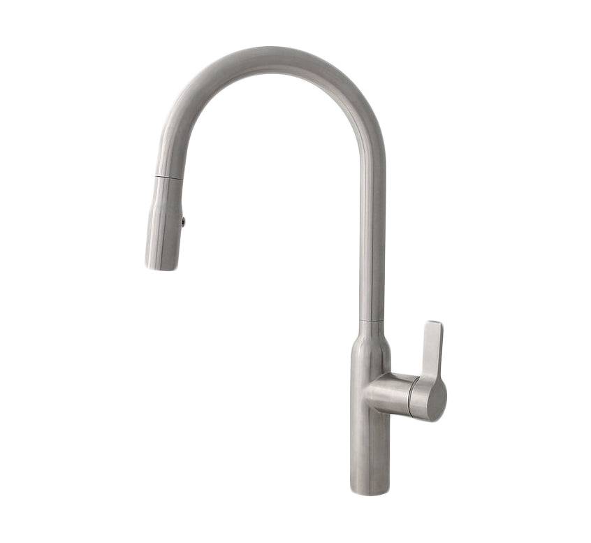 Stylish Napoli 18.75" Kitchen Faucet Single Handle Pull Down Dual Mode Stainless Steel Brushed Finish K-133S - Renoz