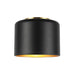 Dainolite 1 Light Incandescent Flush Mount, Aged Brass w/ Matte Black &Gold Shade - Renoz