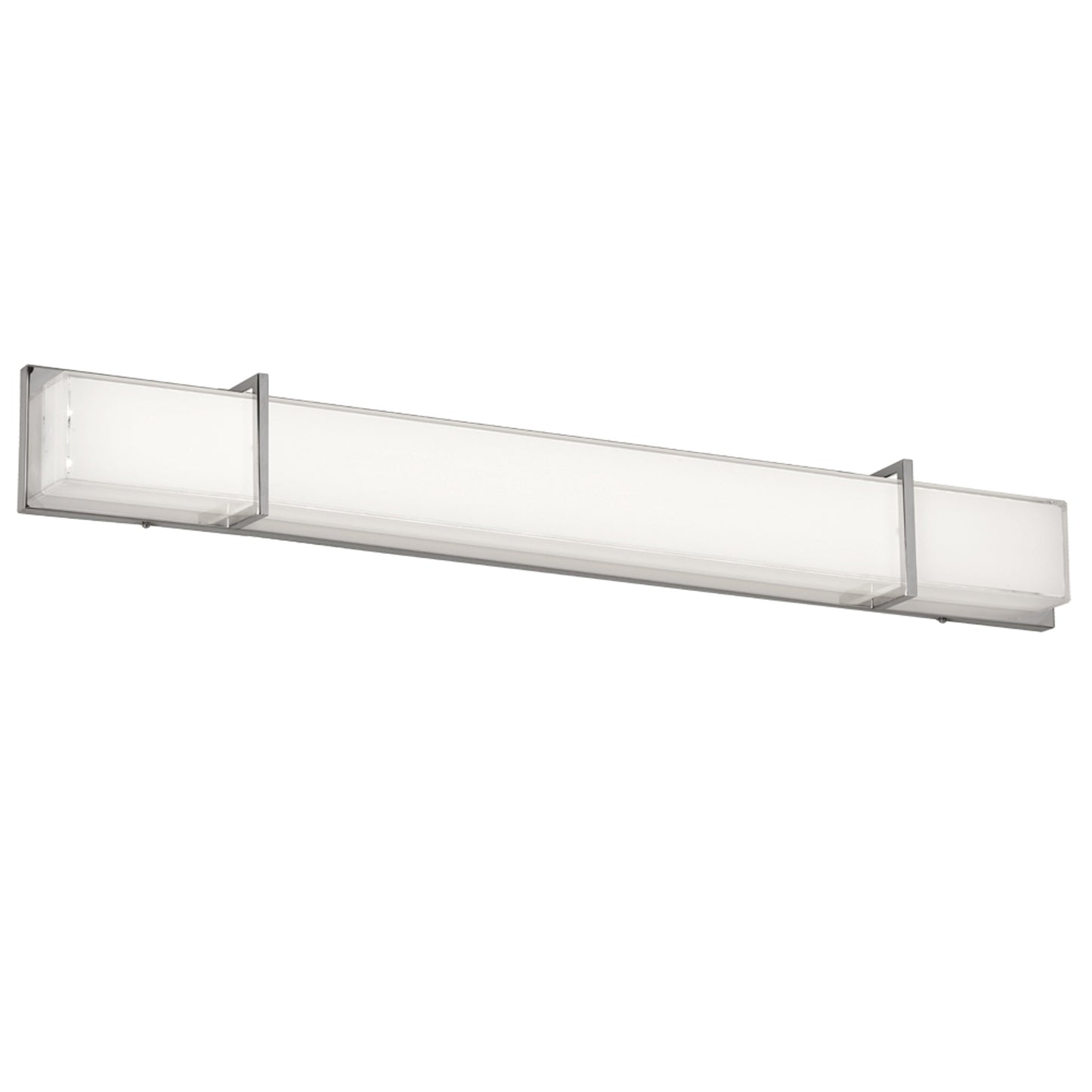 Dainolite Luminaire de meuble-lavabo à LED, chrome poli, boîtier en verre blanc