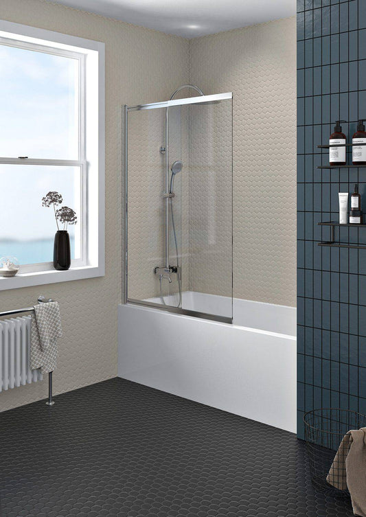 Porte de baignoire à écran de bain Zitta Verdi 40 po, chrome transparent