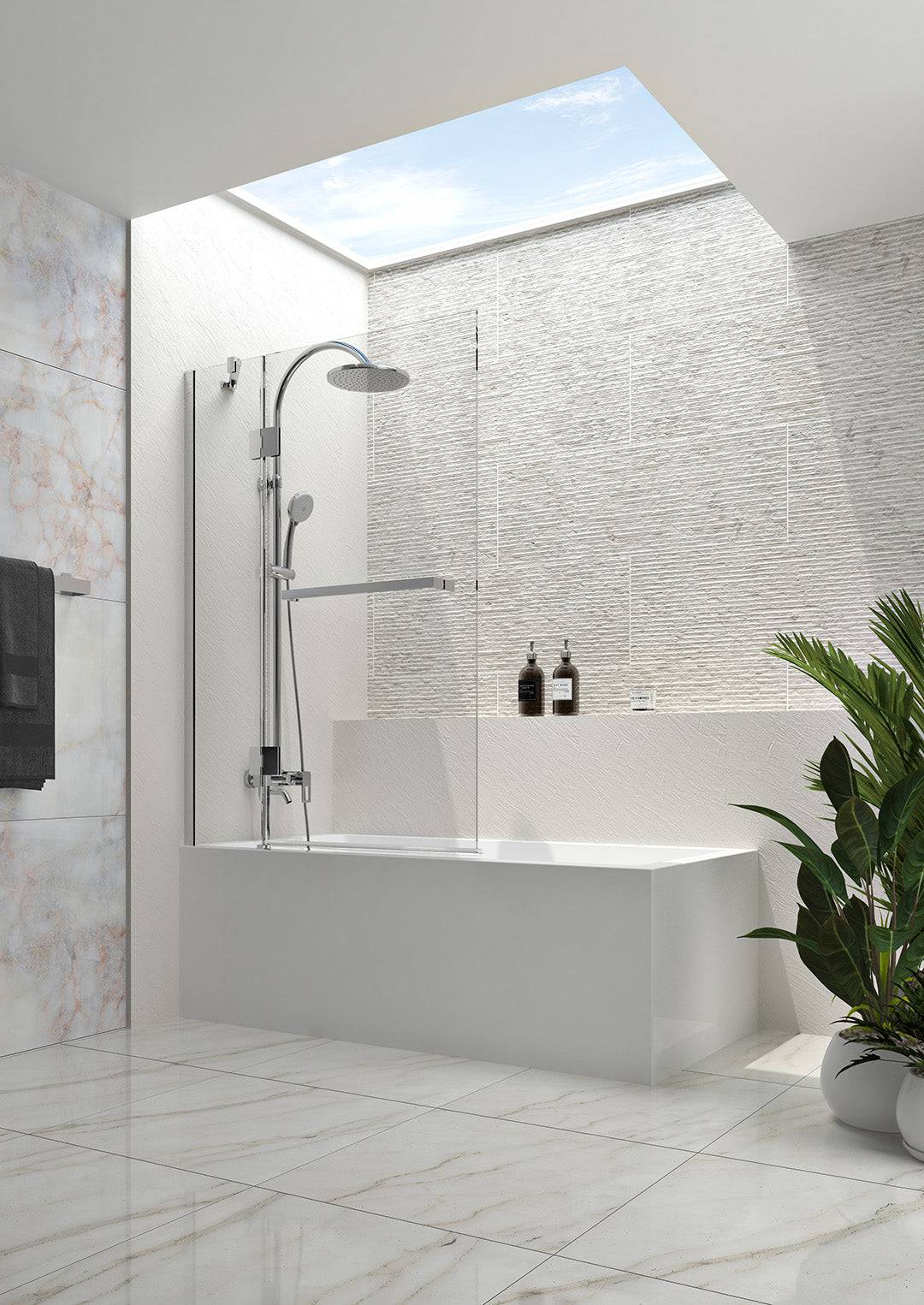 Porte de douche à panneau latéral de baignoire droite transparente noire de 32 po Zitta Bellini