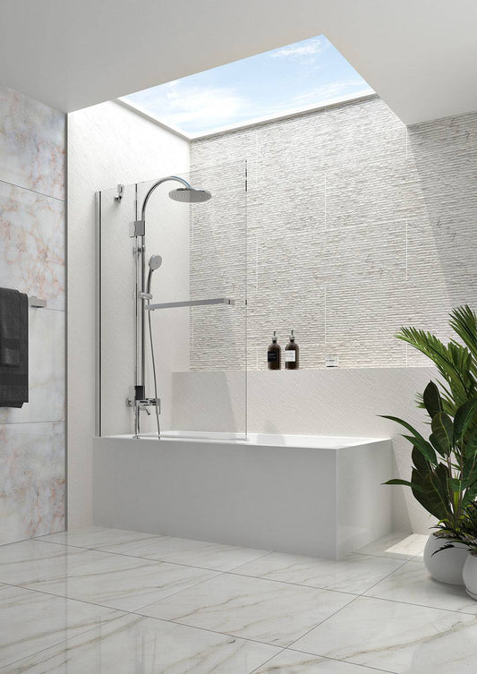 Zitta Bellini 32" Black Clear Straight Bathtub Side Panel Shower Door - Renoz