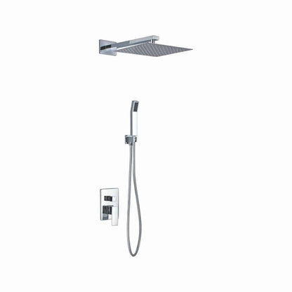 Kube Bath Aqua Piazza Shower Set With 12" Square Rain Shower and Handheld Chrome - Renoz