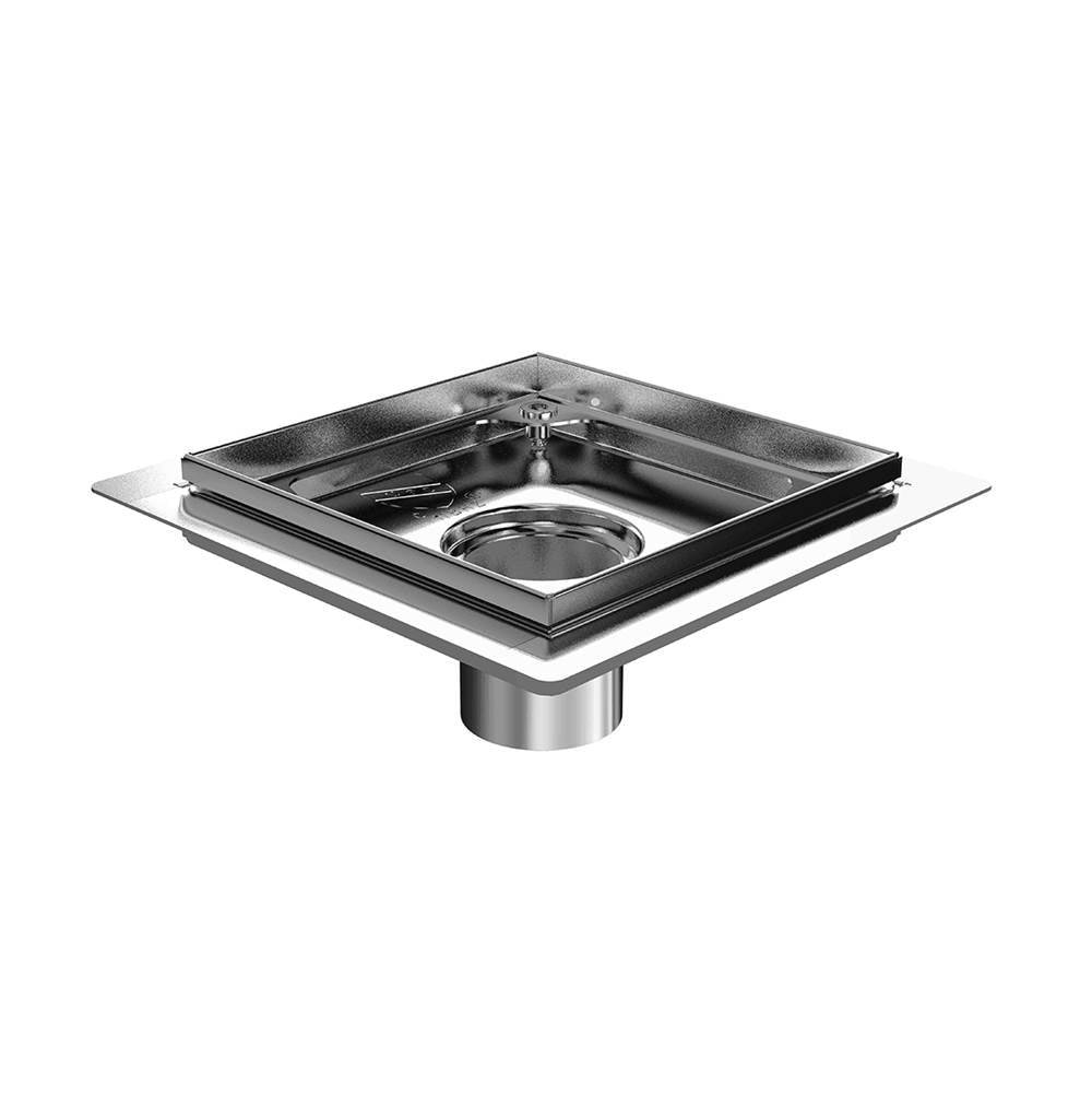 Zitta 8" x 8" Square Flange Edge Stainless Steel Channel With Membrane (Cover Sold Separately) - Renoz