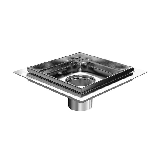 Zitta 8" x 8" Square Flange Edge Stainless Steel Channel With Membrane (Cover Sold Separately)