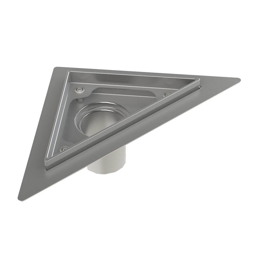 Zitta 8" x 8" Triangular Flange Edge Stainless Steel Channel With Membrane Shower Drain (Cover Not Included)