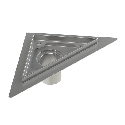 Zitta 8" x 8" Triangular Flange Edge Stainless Steel Channel With Membrane Shower Drain (Cover Not Included) - Renoz