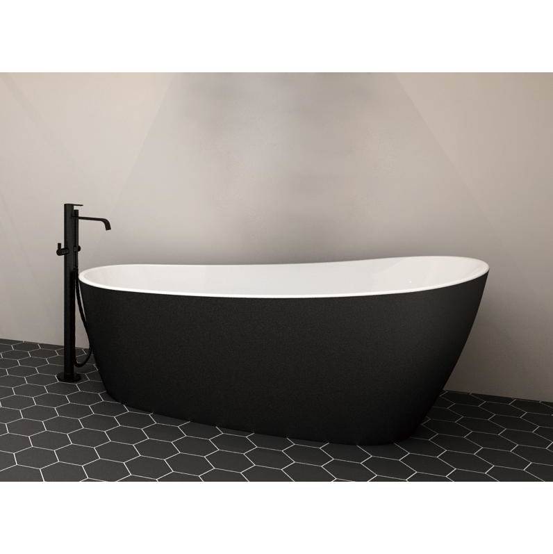 Zitta Issa Black Tub And Elevation System 59.5" x 29" x 27.5" With Chrome Waste & Overflow Free Standing