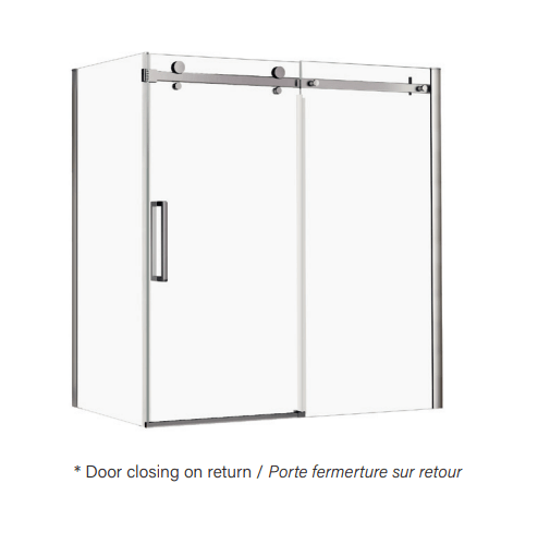 Porte de douche droite à panneau latéral de baignoire Zitta Bellini 32" chrome transparent