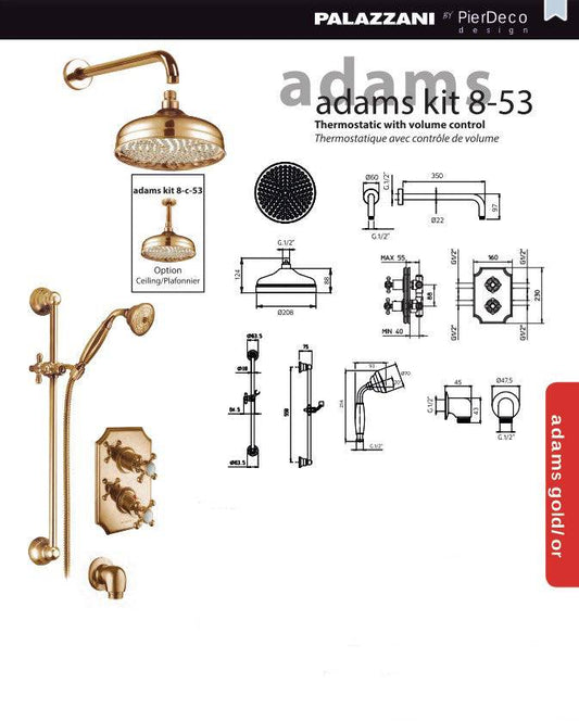 PierDeco Palazzani Adams Kit 8 Gold Shower Kit