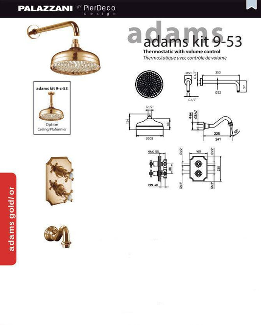 PierDeco Palazzani Adams Kit 9 Gold Shower Set