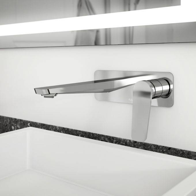 Kalia MOROKA 7.18" Wall Mount Bathroom Faucet With Pop Up Drain with Overflow