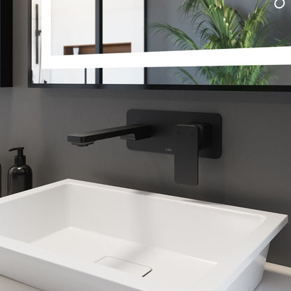 Kalia - Kareo Wallmount Lavatory Faucet With Push Drain With Overflow Matte Black