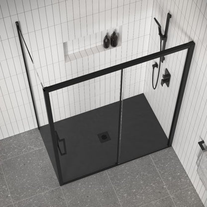 Kalia - Lauza Castylat Shower Base 60” X 36” - Textured Matte Black
