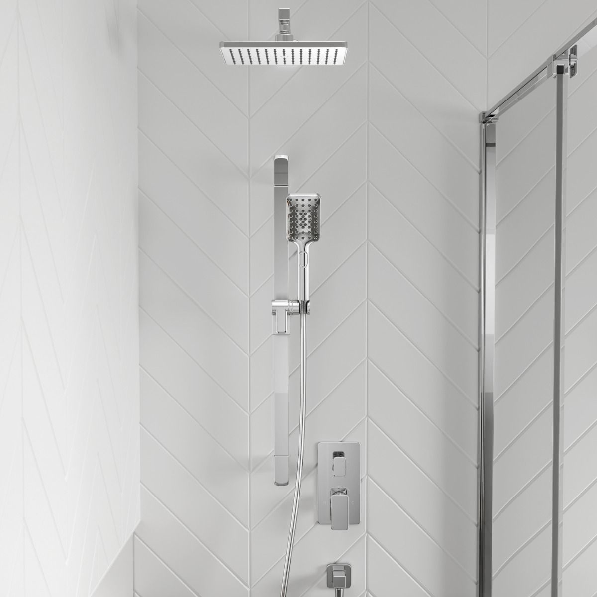 Kalia - Kareo TD2 (Valve Not Included) : Aquatonik T/P With Diverter Shower System With Vertical Ceiling Arm - Chrome