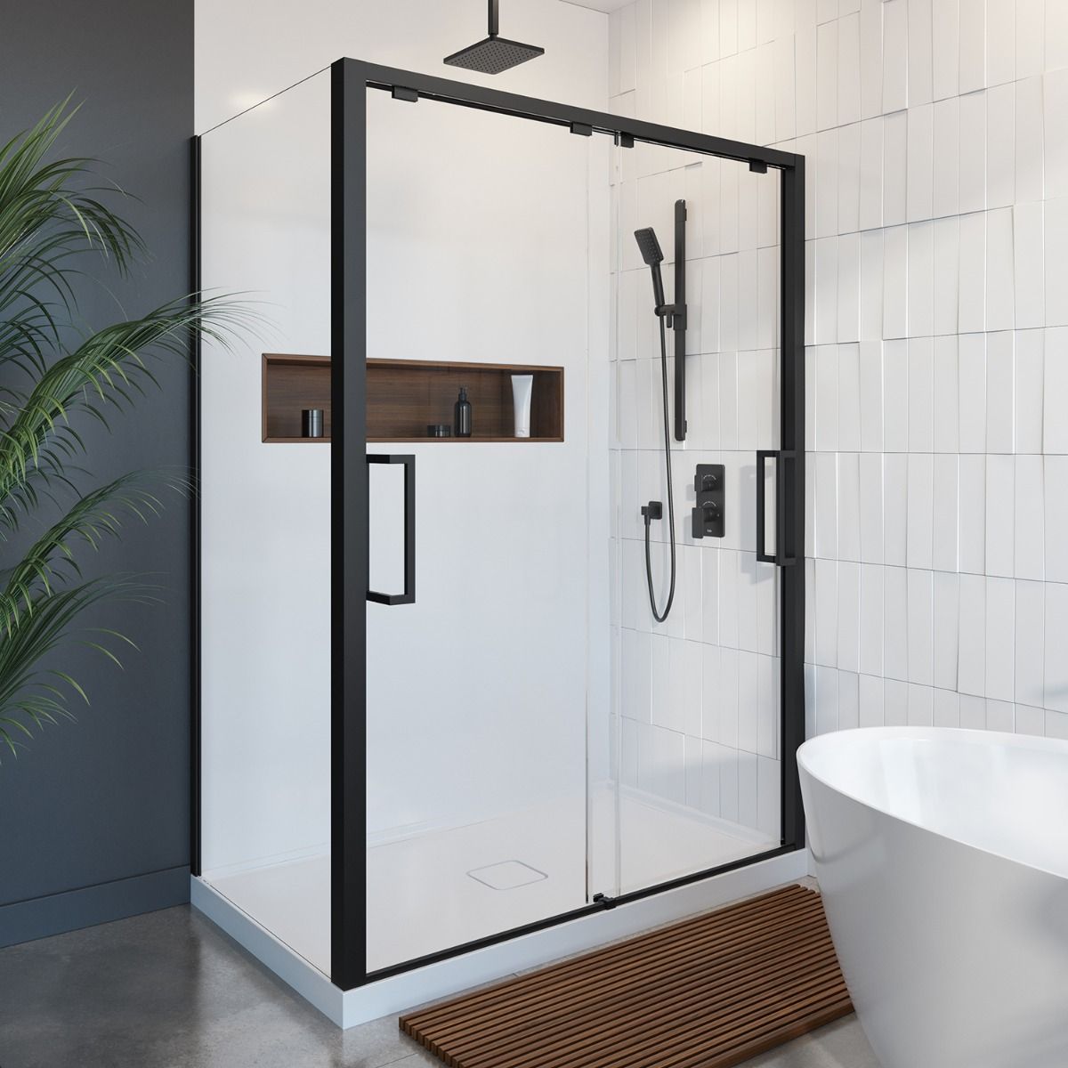 Kalia - Kareo TD2 (Valve Not Included) : Aquatonik T/P With Diverter Shower System With Wallarm - Matte Black