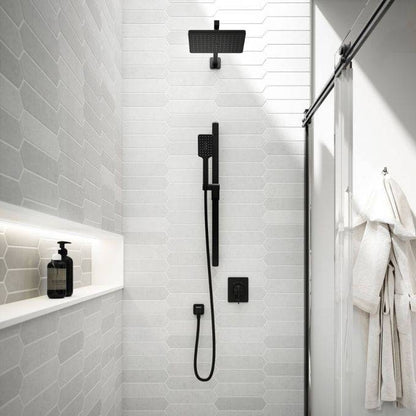 Kalia SquareOne TCD1 (Valve Not Included) AQUATONIK T/P Coaxial Shower System with Wall Arm- Matte Black