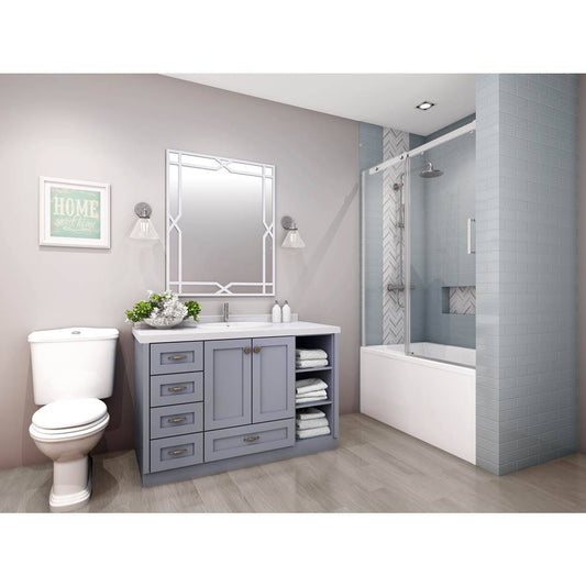 Zitta Vague 60" Bathtub Shower Door Chrome Clear Door