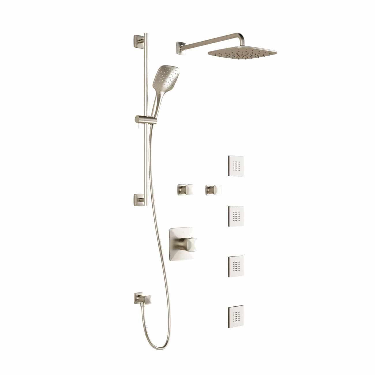 Kalia UMANI T375 PLUS Thermostatic Shower System with Wall Arm and 10" Rain Shower Head- Brushed Nickel PVD