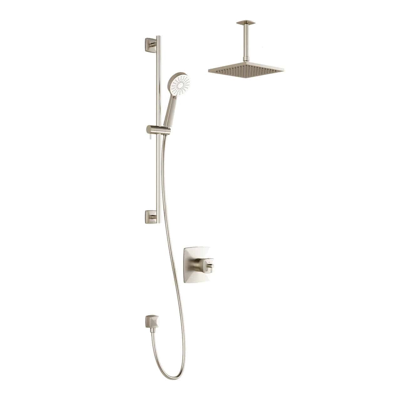 Kalia UMANI TCD1 (Valve Not Included) AQUATONIK T/P Coaxial Shower System with Vertical Ceiling Arm- Brushed Nickel PVD