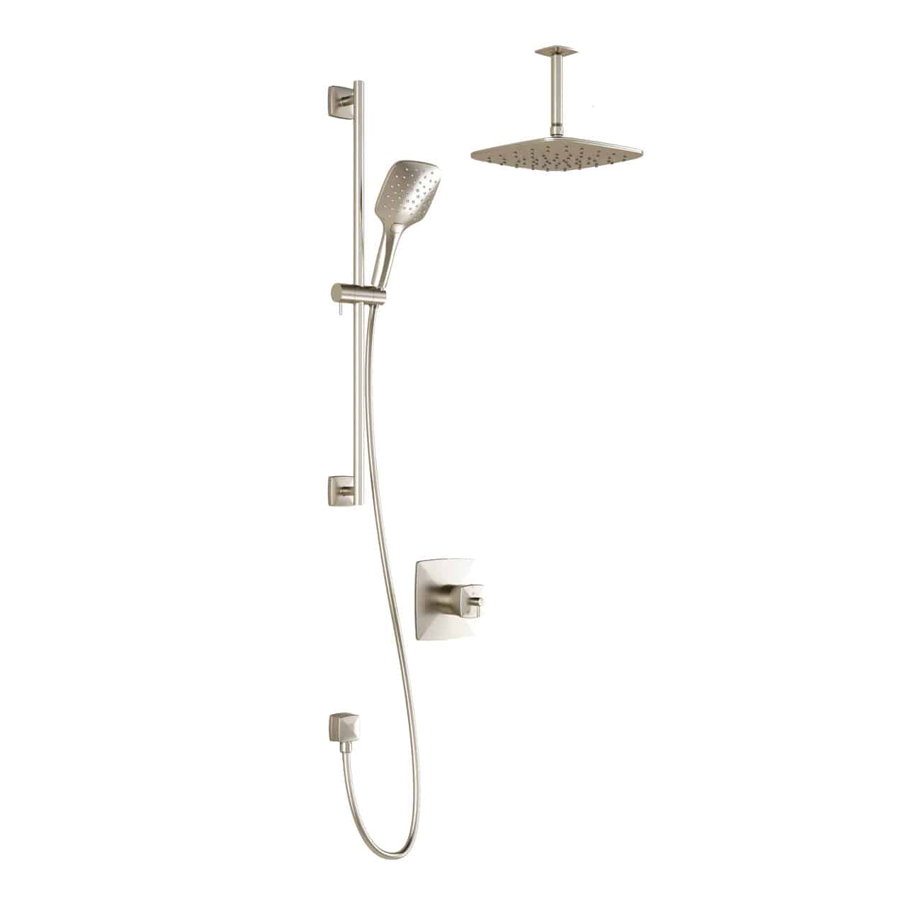 Kalia UMANI TCD1 PLUS AQUATONIK T/P Coaxial Shower System with Vertical Ceiling Arm- Brushed Nickel PVD