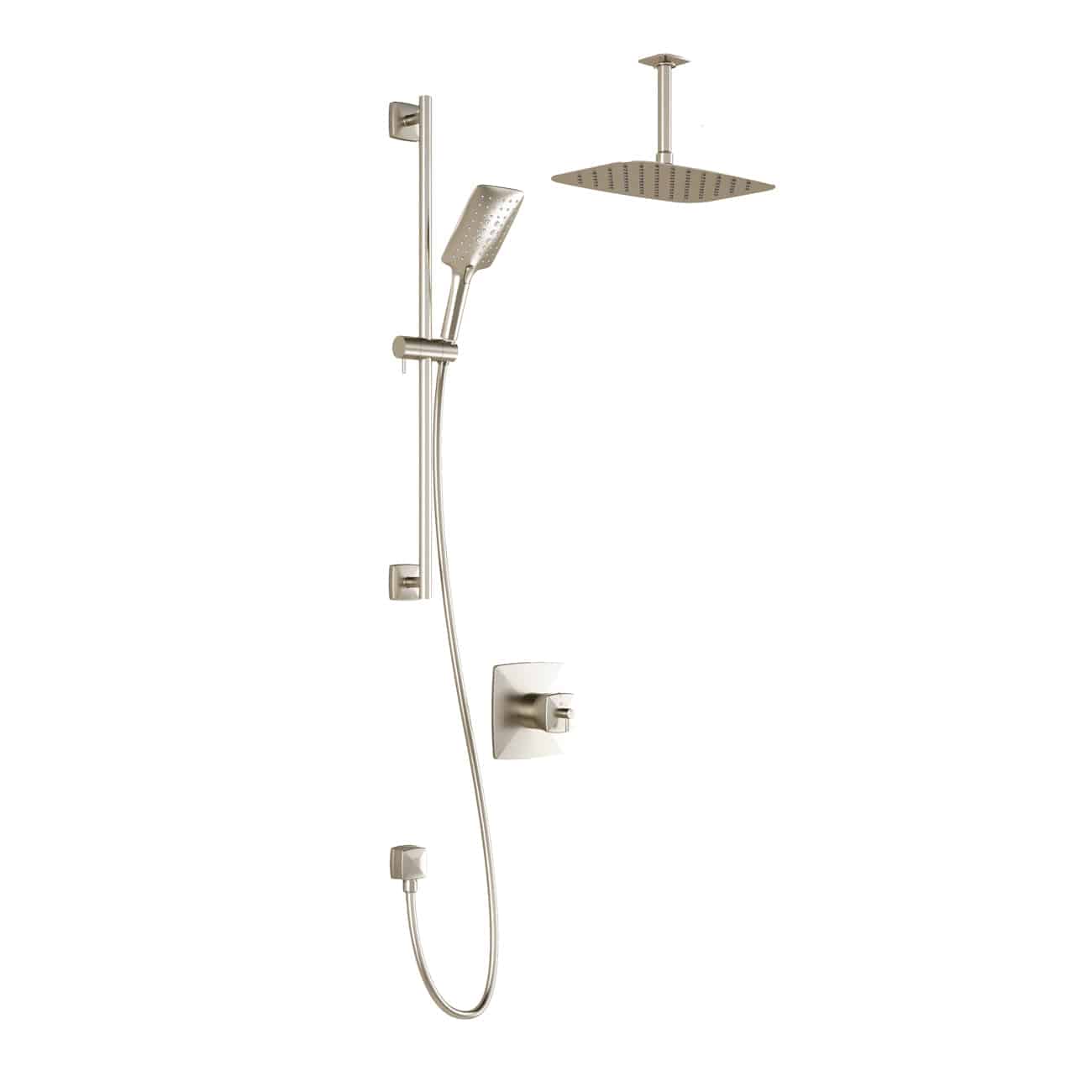 Kalia UMANI TCD1 PREMIA AQUATONIK T/P Coaxial Shower System with 11-3/4" Shower Head with Vertical Ceiling Arm- Brushed Nickel PVD