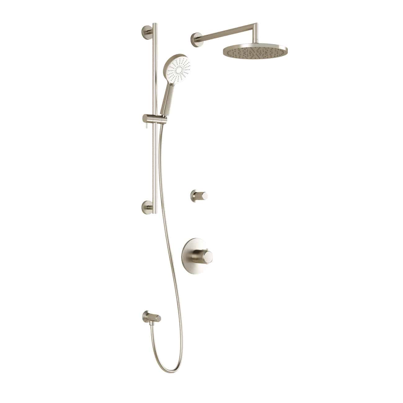 Kalia CITÉ T2 PLUS AQUATONIK T/P Shower Kit System with Wall Arm and 10" Round Rain Shower Head- Brushed Nickel PVD