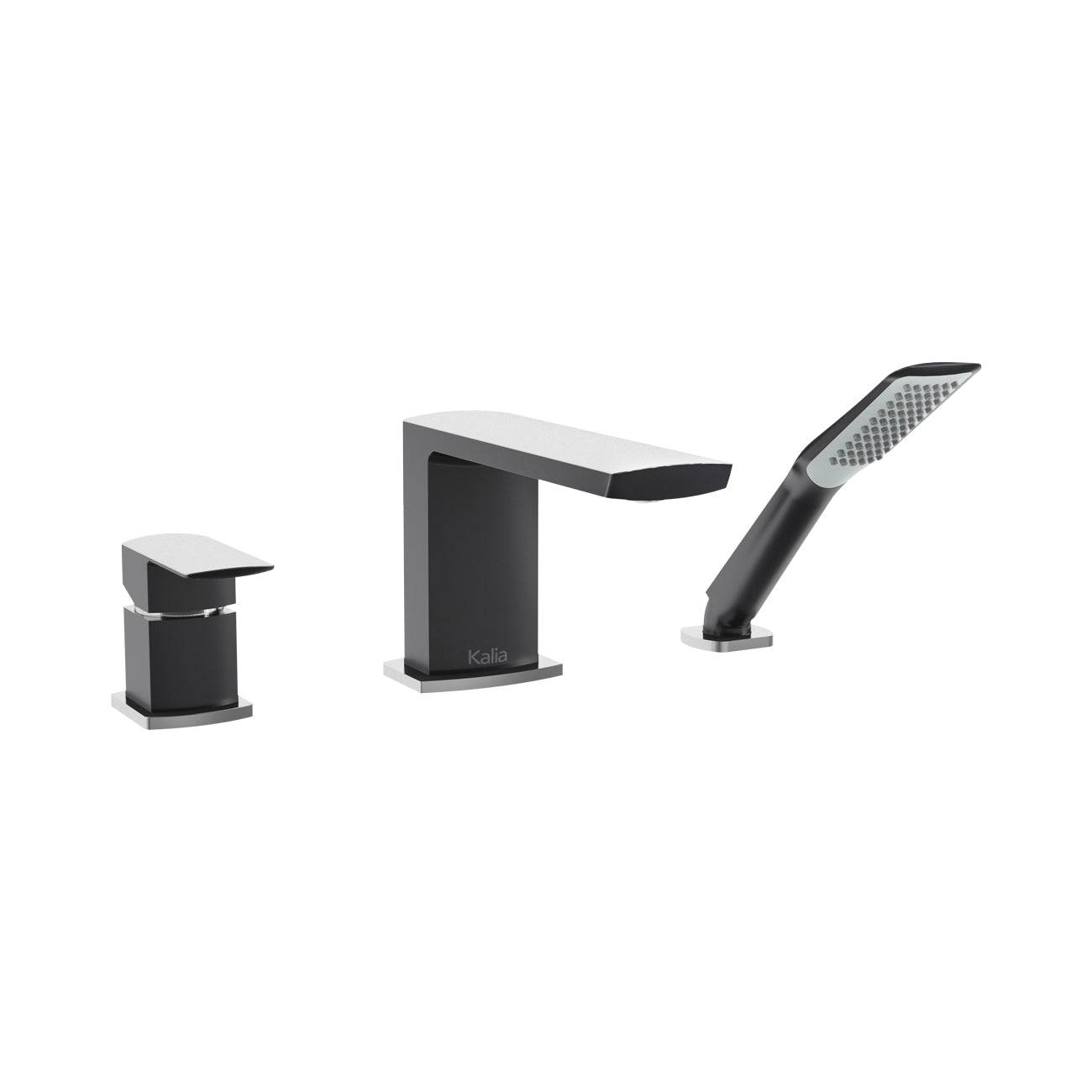 Kalia GRAFIK 3-Piece Deckmount Tub Filler with Hand Shower- Chrome/Black