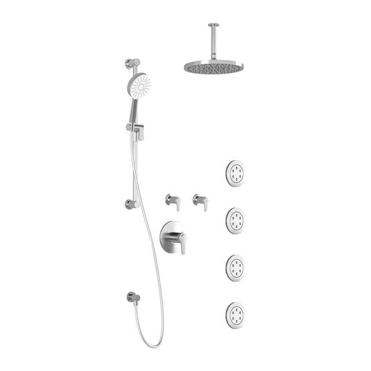 Kalia KONTOUR T375 PLUS Thermostatic Shower Kit System with Vertical Ceiling Arm and 10" Round Rain Shower Head- Chrome