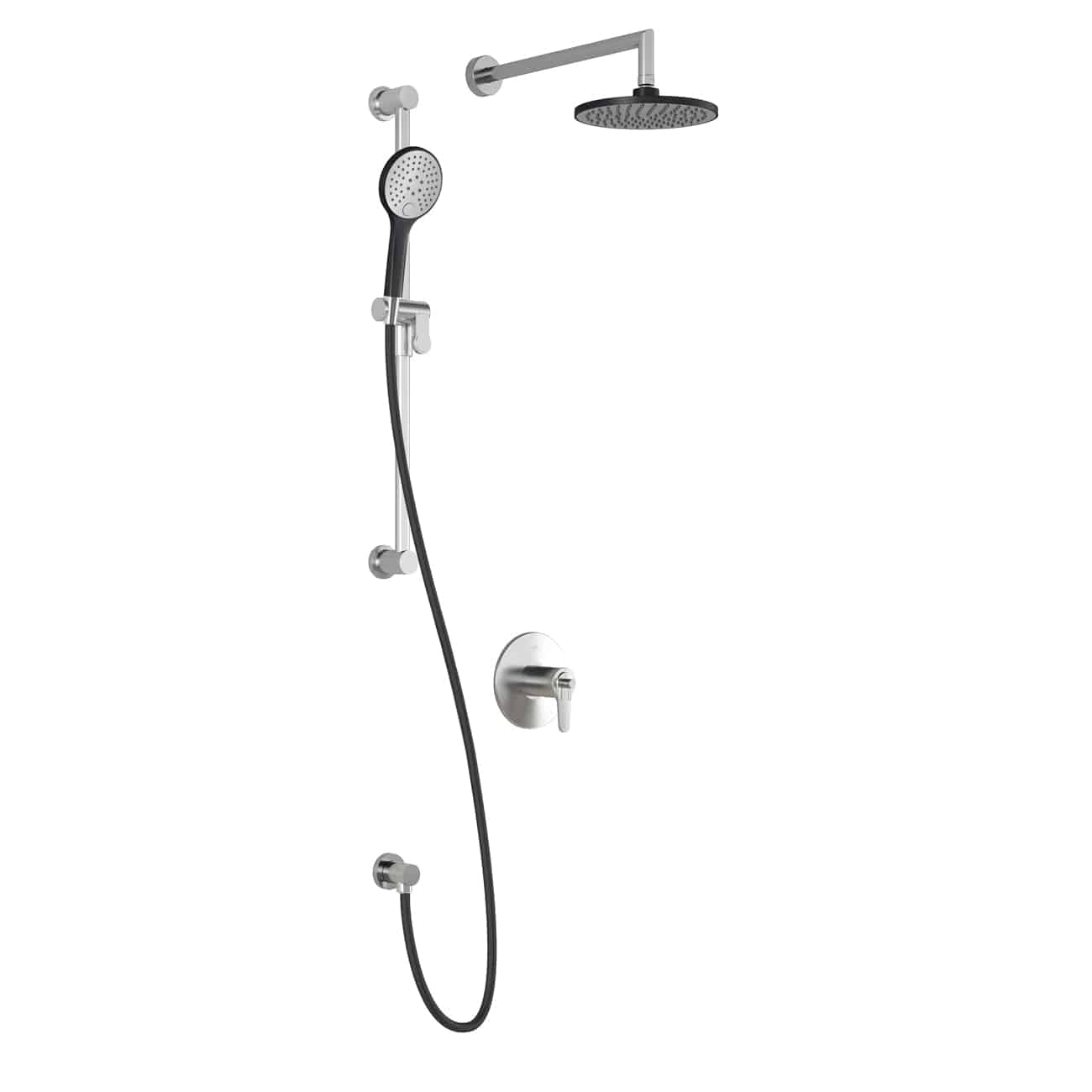 Kalia KONTOUR TCD1 AQUATONIK T/P Coaxial Shower System with Wall Arm- Black/Chrome