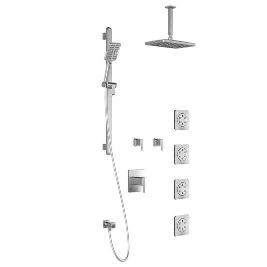 Kalia GRAFIK T375 PREMIA Thermostatic Shower Kit System with Vertical Ceiling Arm and 12" Rectangle Rain Shower Head- Chrome