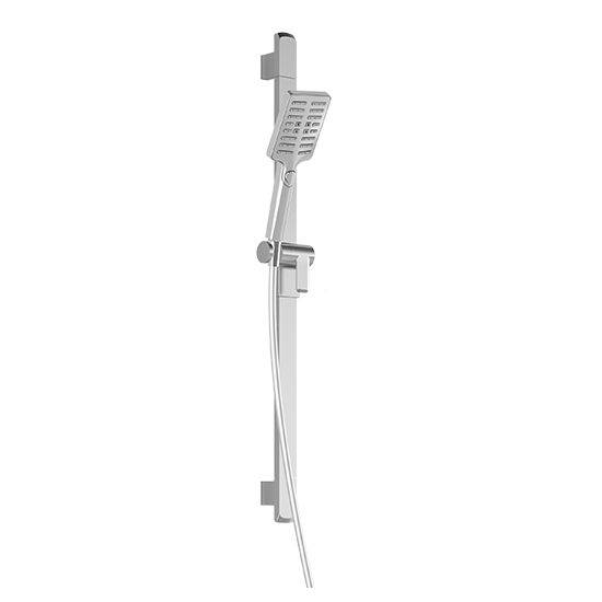 Kalia GRAFIK PREMIA 2-Jet Rectangular Hand Shower, Wall Bar and 60" Flexible and Soft PVC Hose Assembly- Chrome