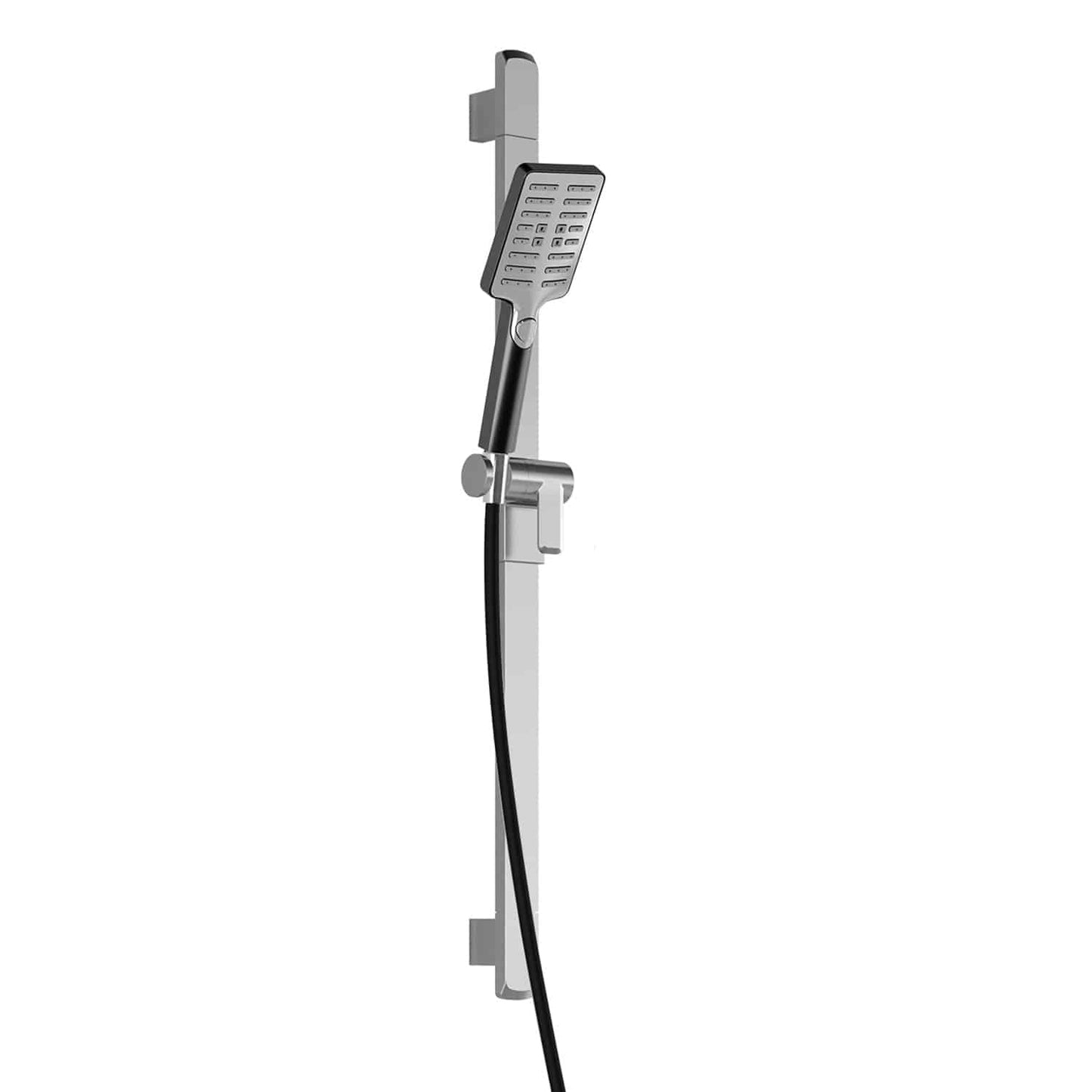 Kalia GRAFIK PREMIA 2-Jet Square Hand Shower, Wall Bar and 60" Flexible and Soft PVC Hose Assembly- Chrome/Black