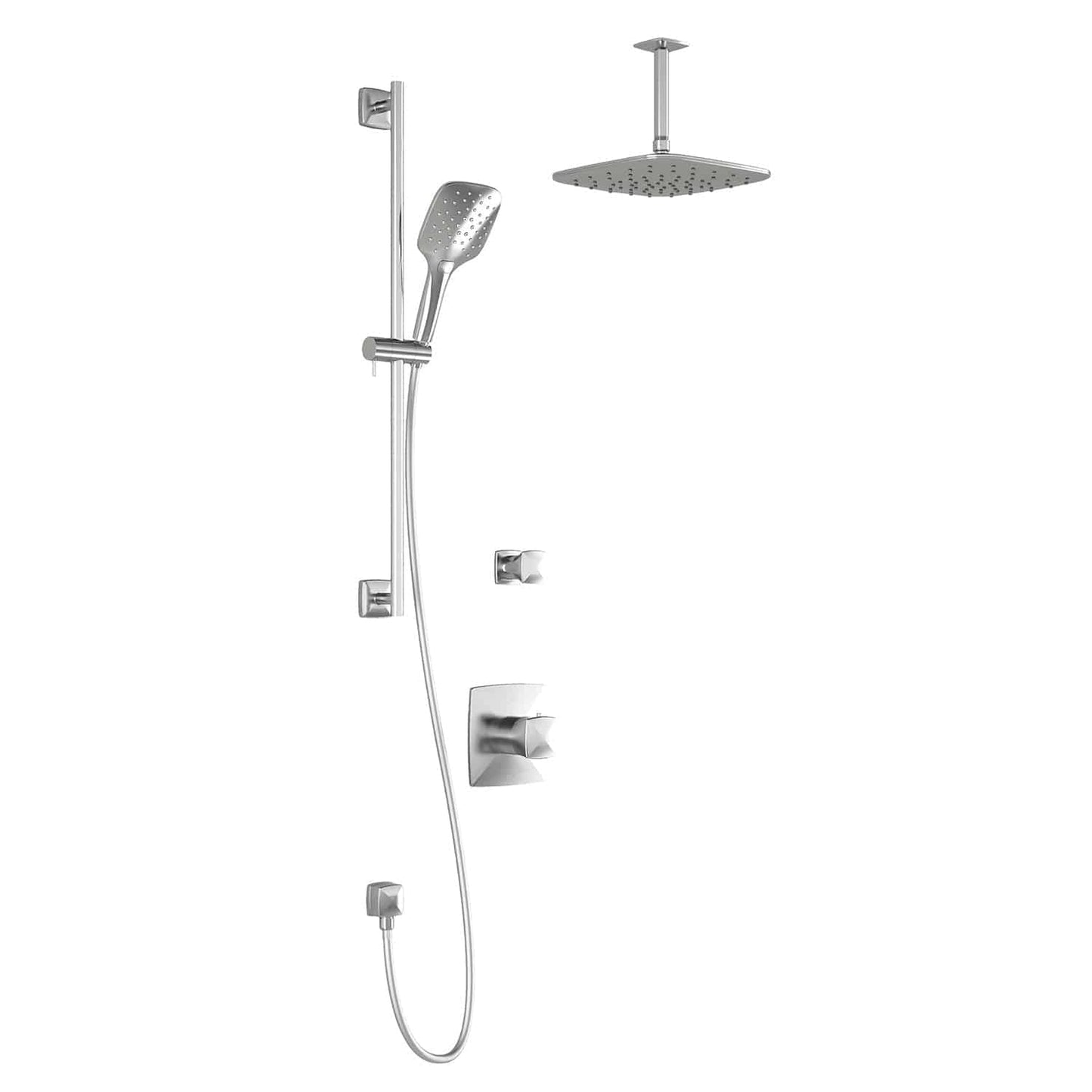 Kalia UMANI TD2 PLUS AQUATONIK T/P Shower System With 10" Square Shower Head Hand Shower and Vertical Ceiling Arm -Chrome