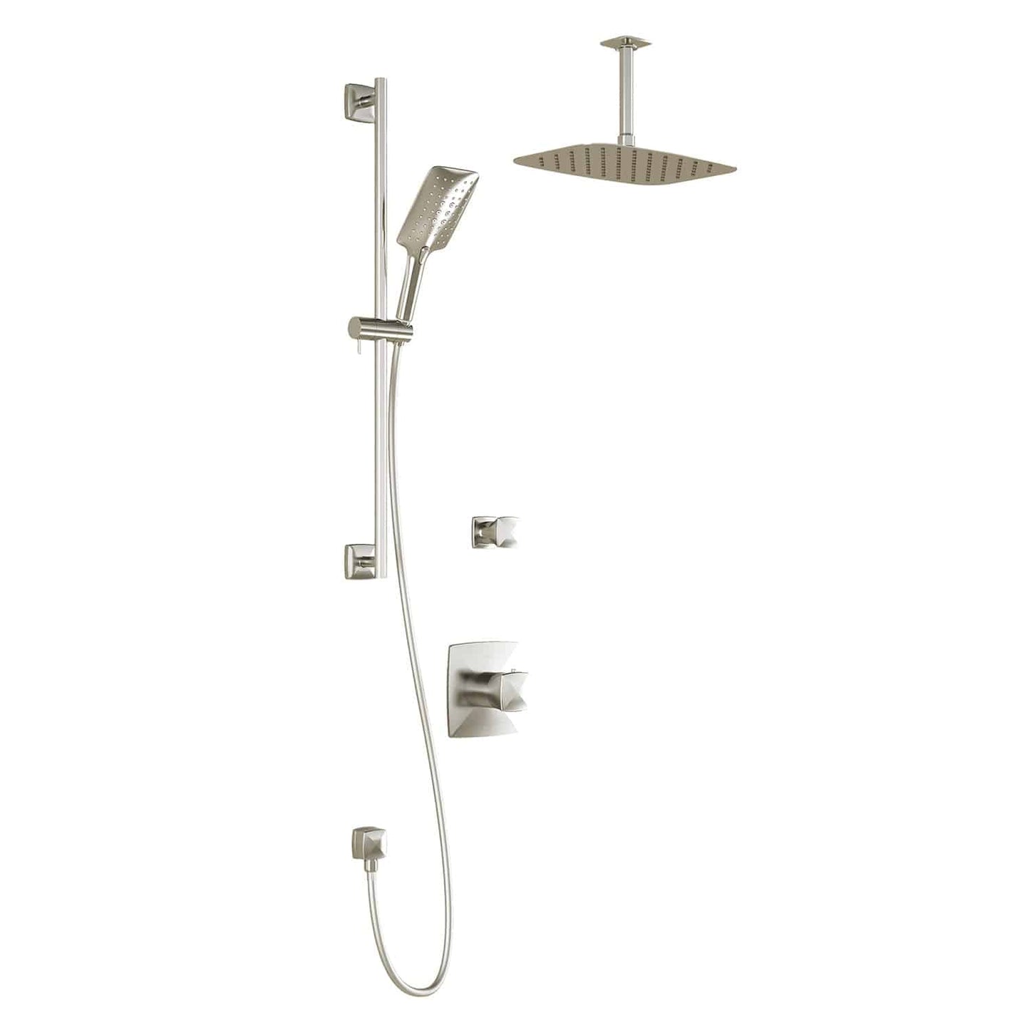 Kalia UMANI TD2 PREMIA AQUATONIK T/P Shower System with 11.75" Shower Head Hand Shower and Vertical Ceiling Arm -Brushed Nickel PVD