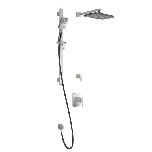 Kalia GRAFIK TD2 PREMIA AQUATONIK T/P Shower Kit System with Wall Arm and 12" Rectangle Rain Shower Head- Chrome/Black