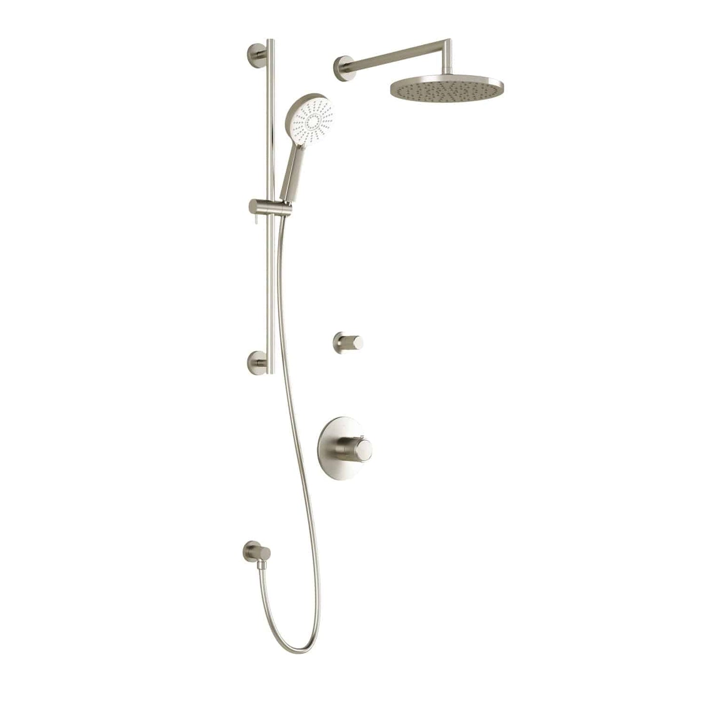 Kalia CITÉ TD2 PLUS AQUATONIK T/P Shower Kit System with Wall Arm 10" Round Rain Shower Head- Brushed Nickel PVD