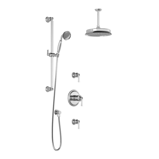 Kalia RUSTIK T2 AQUATONIK T/P Shower System with 9" Round Shower Head and Hand Shower Vertical Ceiling Arm -Chrome