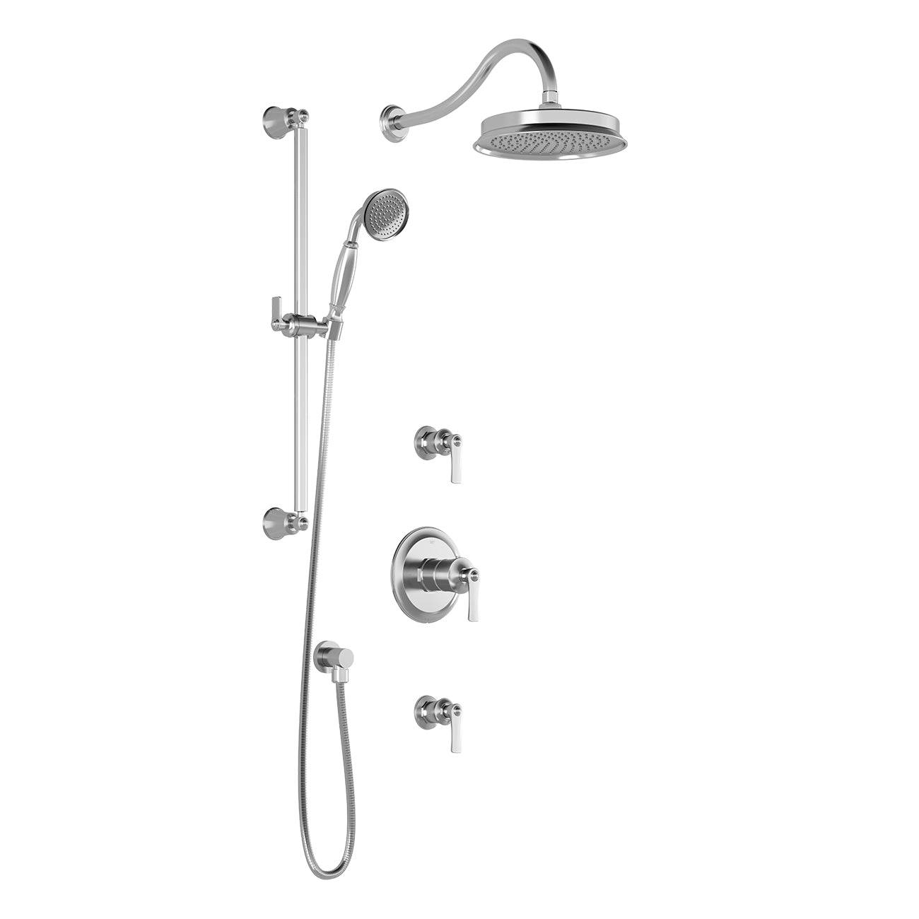 Kalia RUSTIK T2 AQUATONIK T/P Shower System with 9" Round Shower Head and Hand Shower and Wall Arm- Chrome