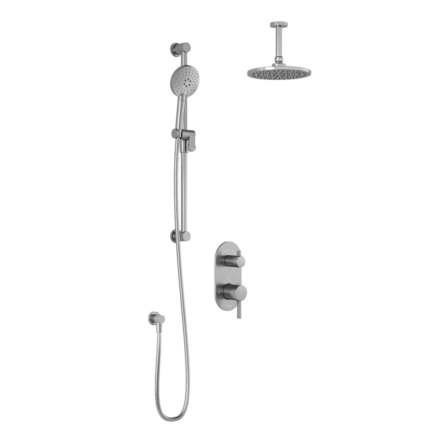 Kalia RoundOne TD2 (Valve Not Included) AQUATONIK T/P with Diverter Shower System with Vertical Ceiling Arm- Chrome