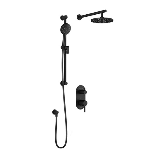 Kalia RoundOne TD2 (Valve Not Included) AQUATONIK T/P with Diverter Shower System with Wall Arm- Matte Black
