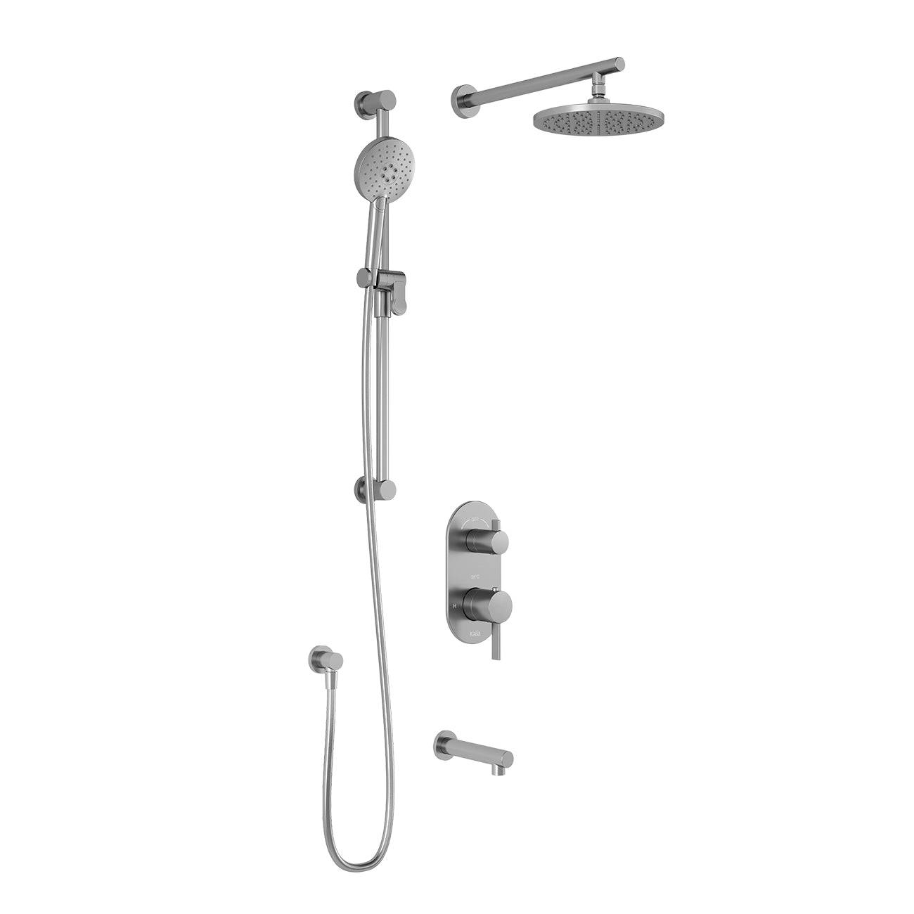 Kalia RoundOne TD3 : AQUATONIK T/P with Diverter Shower System with 9" Round Shower Head with Wall Arm- Chrome