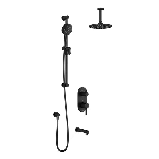 Kalia RoundOne TD3 (Valve Not Included) AQUATONIK T/P with Diverter Shower System with Vertical Ceiling Arm- Matte Black