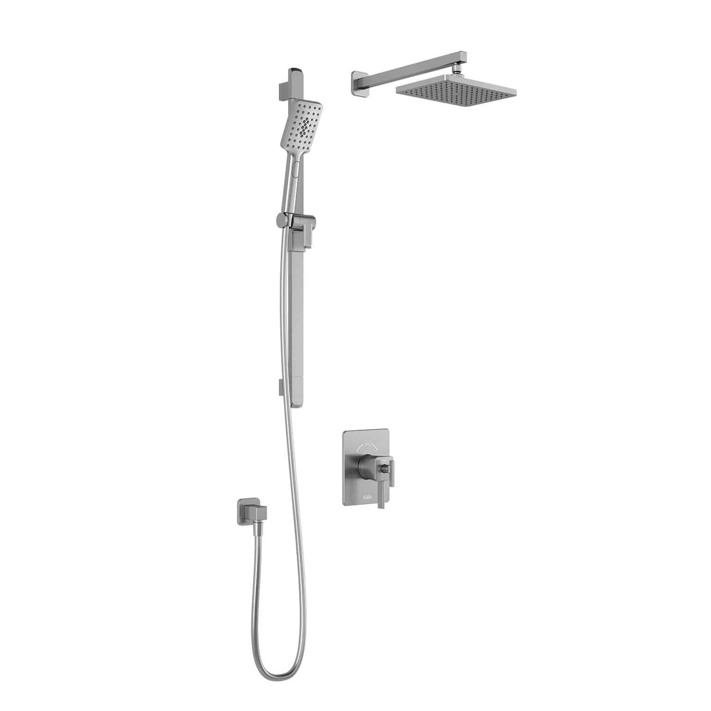 Kalia SquareOne TCD1 AQUATONIK T/P Coaxial Shower System with 10-1/4" Shower Head Wall Arm- Pure Nickel PVD