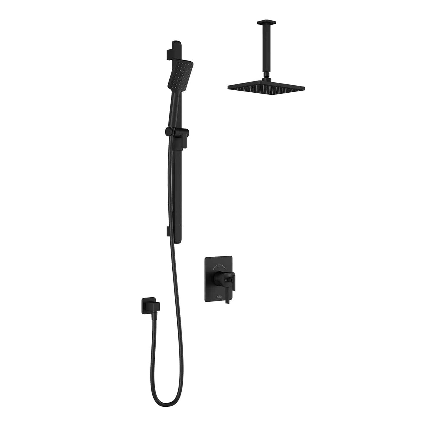 Kalia SquareOne TCD1 (Valve Not Included) AQUATONIK T/P Coaxial Shower System with Vertical Ceiling Arm- Matte Black